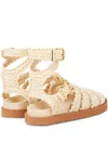 Zimmermann Gleam Buckle-embellished Raffia Sandals In Neutral