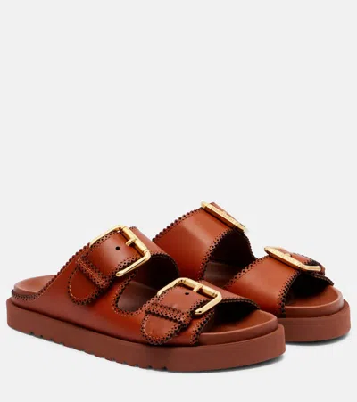 Zimmermann Goldie Leather Sandals In Brown