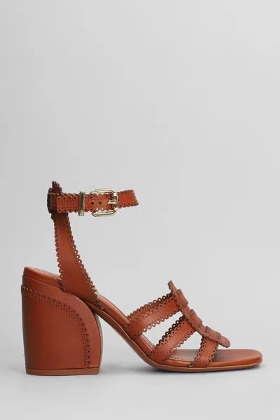 ZIMMERMANN GOLDIE SANDAL 85 SANDALS IN BROWN LEATHER