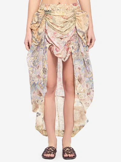 Zimmermann Rebellion Draped Midi Skirt In Multi