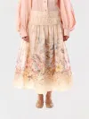 Zimmermann Women Ivory Linen And Silk Drawn Illuminate Midi Skirt In Neutral
