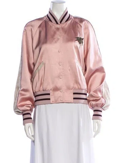 Pre-owned Zimmermann Graphic Print Bomber Jacket In Pink