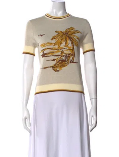 Pre-owned Zimmermann Graphic Print Crew Neck Sweater In Neutrals