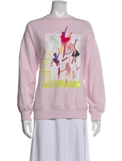 Pre-owned Zimmermann Graphic Print Crew Neck Sweater W/ Tags In Pink