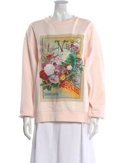Pre-owned Zimmermann Graphic Print Crew Neck Sweatshirt In Pink