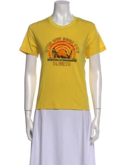 Pre-owned Zimmermann Graphic Print Crew Neck T-shirt W/ Tags In Yellow