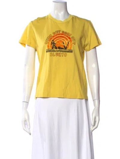 Pre-owned Zimmermann Graphic Print Crew Neck T-shirt W/ Tags In Yellow