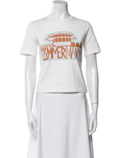 Pre-owned Zimmermann Graphic Print Crew Neck T-shirt In White