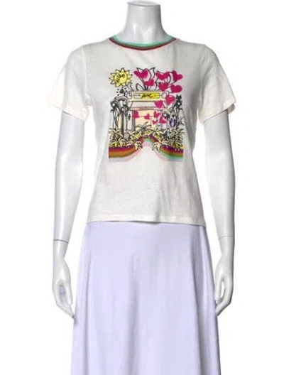 Pre-owned Zimmermann Graphic Print Crew Neck T-shirt In White