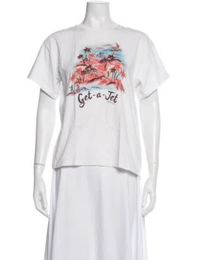 Pre-owned Zimmermann Graphic Print Crew Neck T-shirt In White