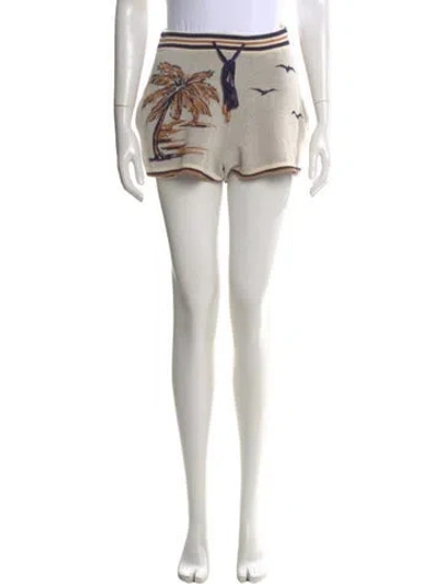 Pre-owned Zimmermann Graphic Print Mini Shorts In Neutral