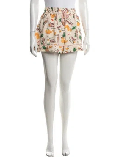Pre-owned Zimmermann Graphic Print Mini Shorts In Neutrals