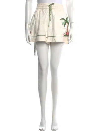 Pre-owned Zimmermann Graphic Print Mini Shorts In Neutrals