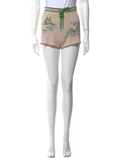 Pre-owned Zimmermann Graphic Print Mini Shorts W/ Tags In Neutral