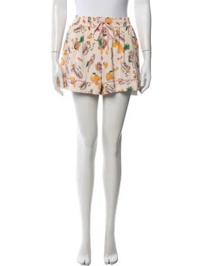 Pre-owned Zimmermann Graphic Print Mini Shorts In White