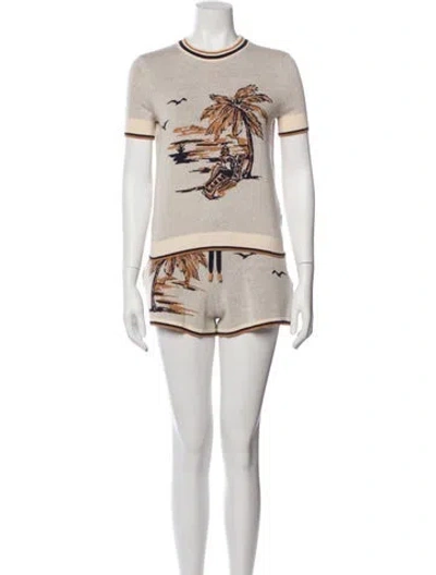Pre-owned Zimmermann Graphic Print Short Set In Neutral