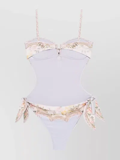 Zimmermann Graphic Print Swimsuit Bow Detail In Multi