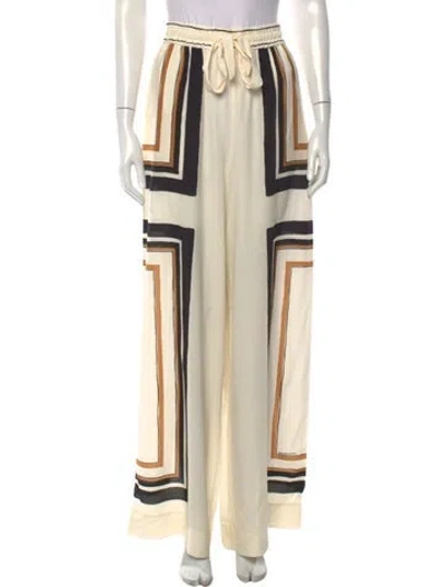 Pre-owned Zimmermann Graphic Print Wide Leg Pants W/ Tags In Neutrals