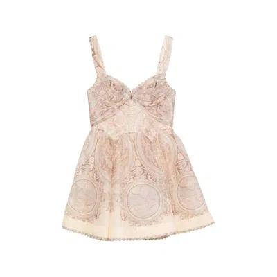 Zimmermann Graphic-print Flared Mini Dress In Neutral