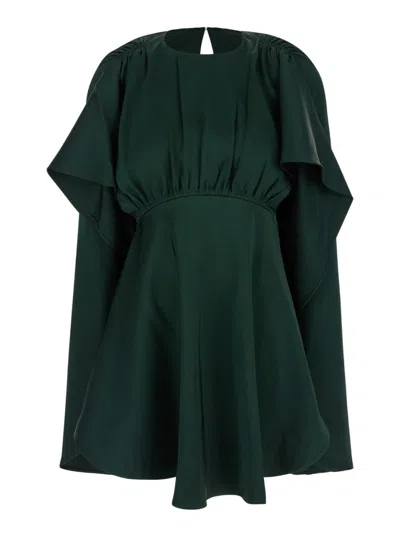 ZIMMERMANN GREEN EDEN MINI DRESS WITH RUCHED SHOULDER