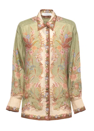 Zimmermann Green Indra Floral Pattern Shirt