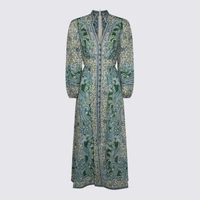 Zimmermann Dress In Green Linen In Multicolor