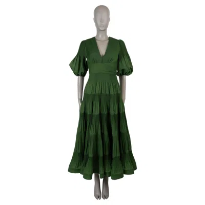 Pre-owned Zimmermann Green Polyester 2024 Pleated Midi Dress 0 Xs
