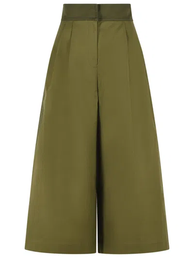 Zimmermann Green Structured High Waist Cotton Culotte Pants