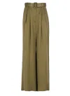 Zimmermann Green Wide-leg Silk Tuck Pants
