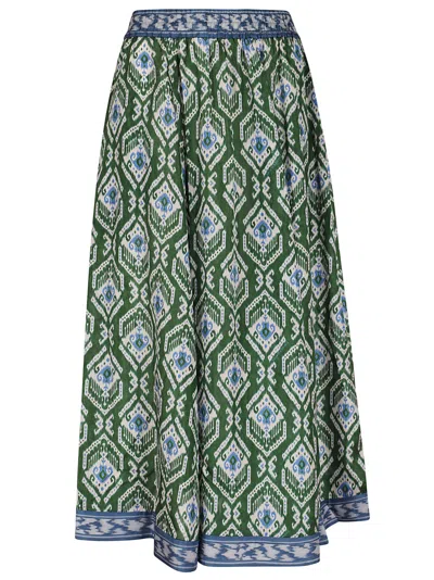 ZIMMERMANN ZIMMERMANN GREEN/BLUE WYLIE SWING SKIRT