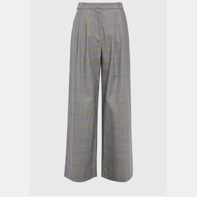 Pre-owned Zimmermann Grey Checked Cotton Wide Leg Trousers S