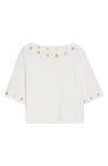 Zimmermann Grommet Boat Neck Cotton T-shirt In White