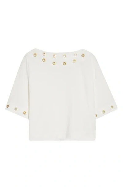 Zimmermann Grommet Boat Neck Cotton T-shirt In White