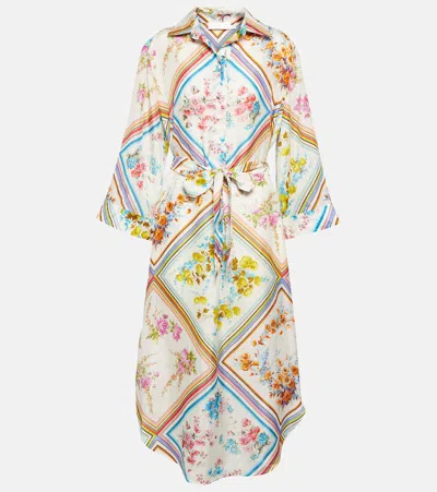 Zimmermann Halcyon Patchwork Silk Midi Dress In Multicoloured