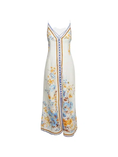 Pre-owned Zimmermann Halcyon Floral-print Maxi Dress In White