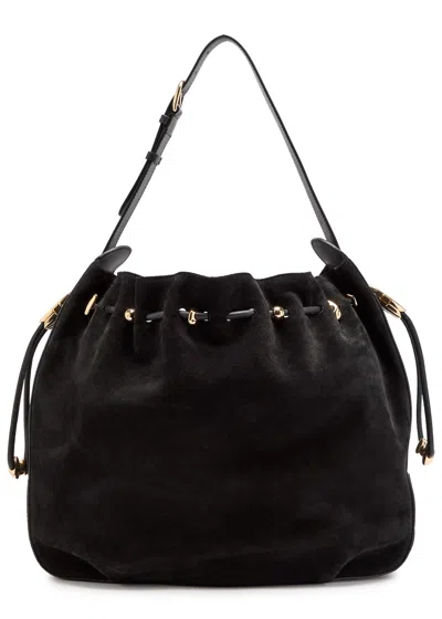 Zimmermann Halcyon Large Suede Shoulder Bag In Black