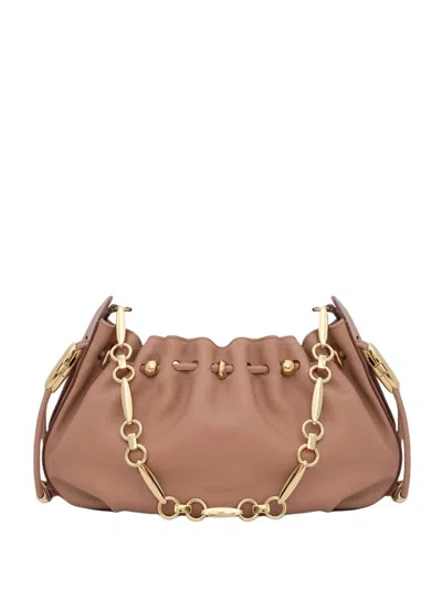 Zimmermann Halcyon Leather Chain Shoulder Clutch Bag In Brown