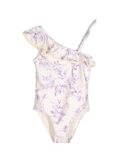 Zimmermann Kids' Halliaday Floral-print Swimsuit In Yellow