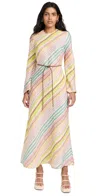 Zimmermann Halliday Belted Striped Linen Maxi Dress In Multi Stripe