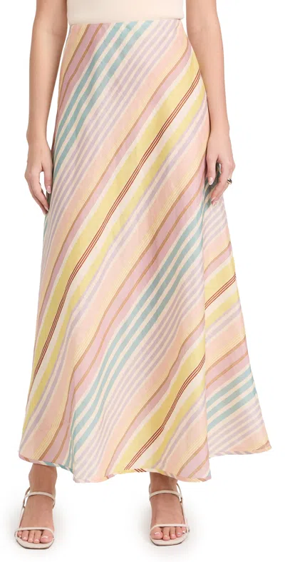 Zimmermann Halliday Striped Bias Maxi Skirt In Multi Stripe