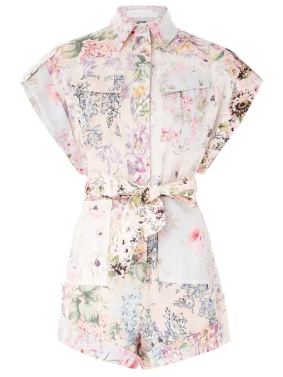 Zimmermann Halliday Floral-print Playsuit In White