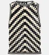 Zimmermann Halliday Cropped Two-tone Crocheted Cotton Tank In Multicoloured