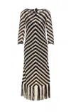 Zimmermann Midi Black And White Dress With Chevron Motif In Crochet Woman In Black
