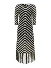 Zimmermann Midi Black And White Dress With Chevron Motif In Crochet Woman In White/black