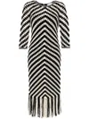 Zimmermann Midi Black And White Dress With Chevron Motif In Crochet Woman In Black