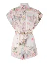 Zimmermann Halliday Cuffed Playsuit Spliced In Multi