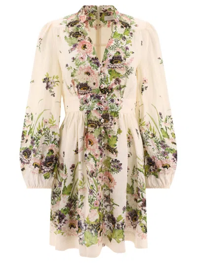 ZIMMERMANN HALLIDAY FLORAL LINEN MINI DRESS