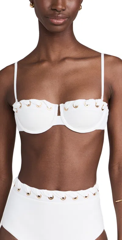 Zimmermann Halliday Eyelet Balconette Bra Bikini Top Ivory In White
