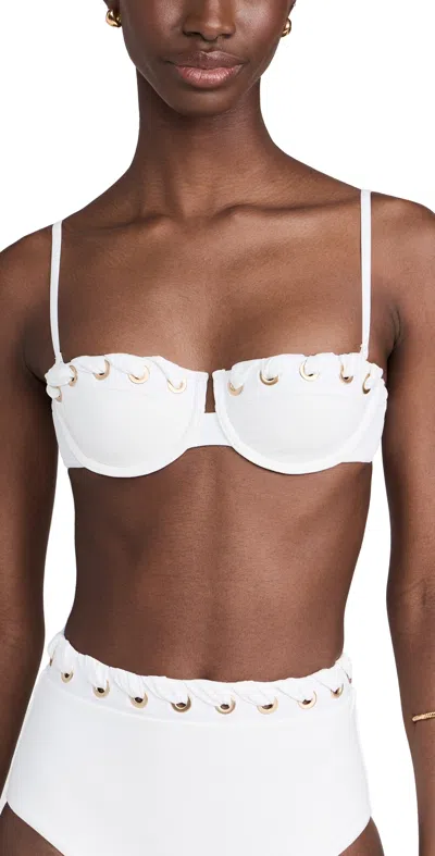 Zimmermann Halliday Eyelet Balconette Bra Bikini Top Ivory