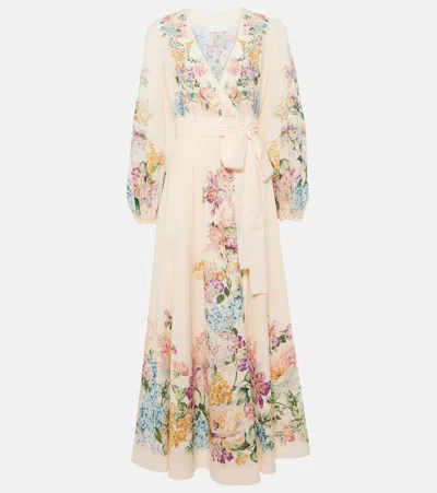 Zimmermann Halliday Midi Wrap Dress With Pockets In Multi
